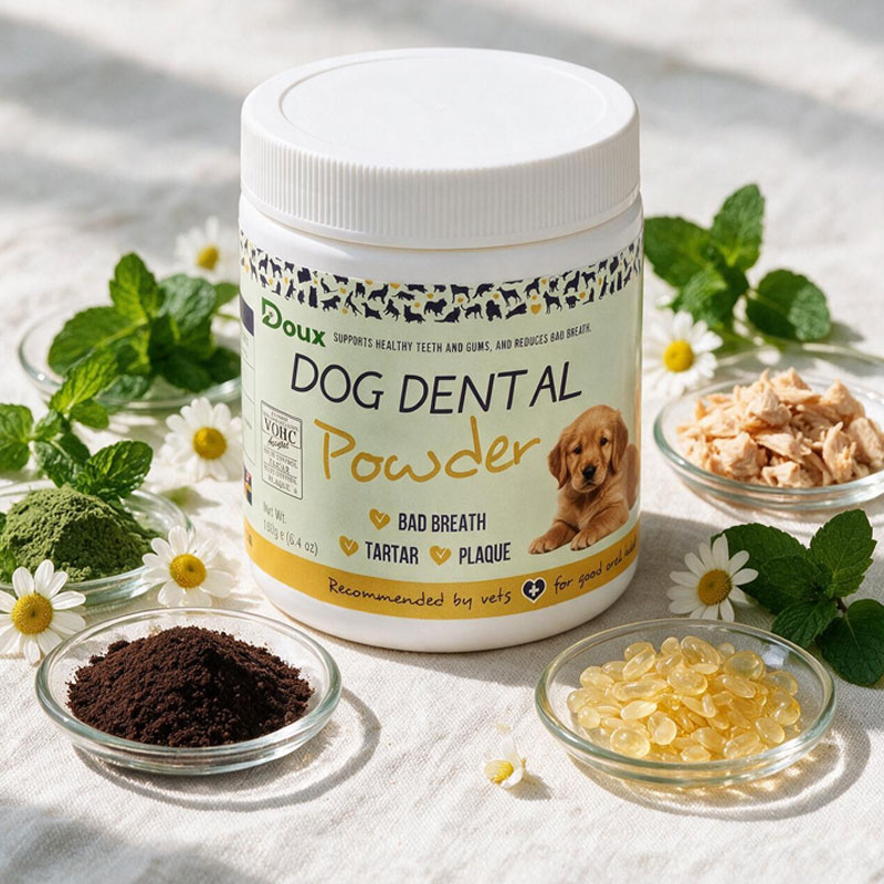 Natural Pet Dental Powder for Dogs & Cats: Fresh Breath, Plaque & Tartar Remover